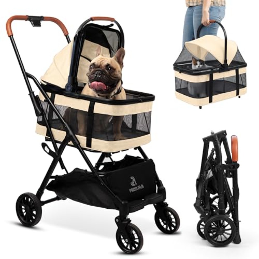 Pet Stroller Carrier - Pet Stroller with Detachable Carrier for