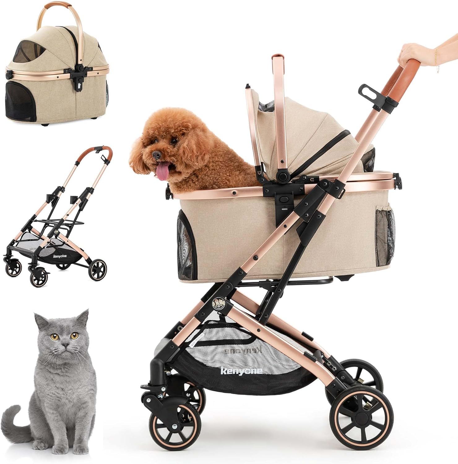 Pet Stroller Carrier - 3-in-1 Pet Stroller for Small Medium
