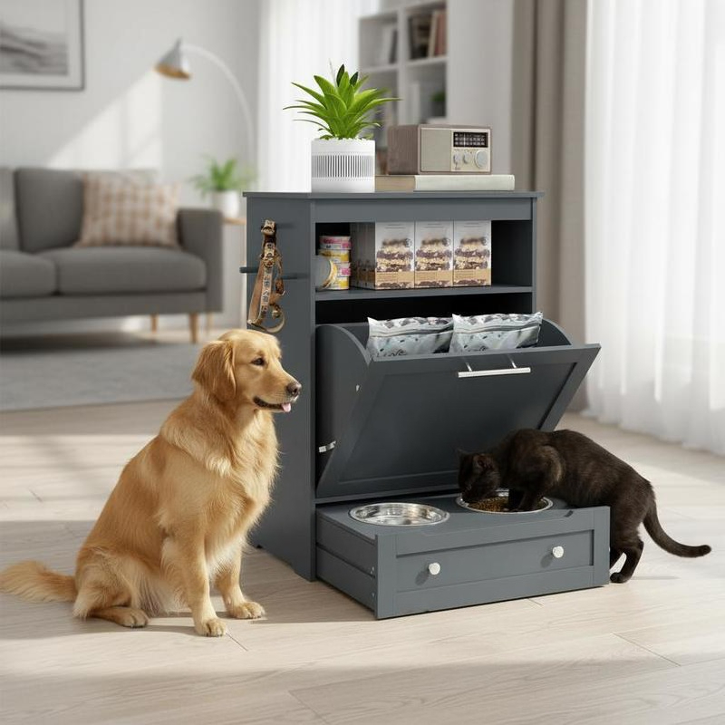 Pet Supplies For Dogs - Pet Feeder Station Storage Cabinet, Dog