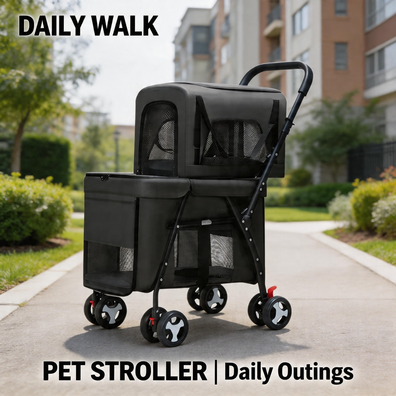 Pet Stroller Carrier - Double Pet Stroller Pet Travel Carrier