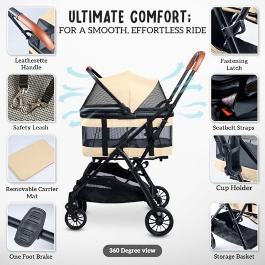 Pet Stroller with Detachable C - Pet Stroller Carrier recensie en prijs