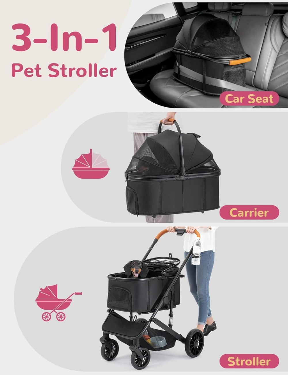 4-Wheel Folding Pet Stroller f - Pet Stroller Carrier recensie en prijs