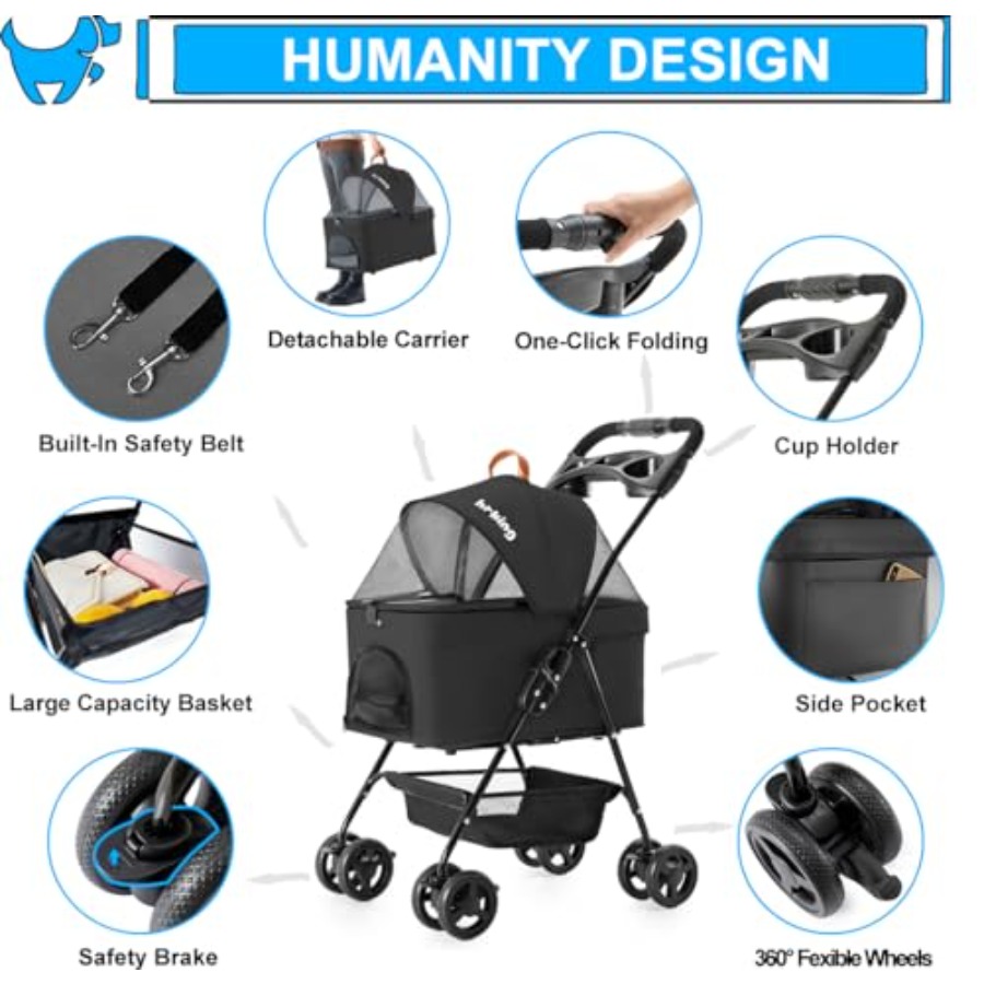 3-in-1 Pet Stroller for Small  - Pet Stroller Carrier recensie en prijs