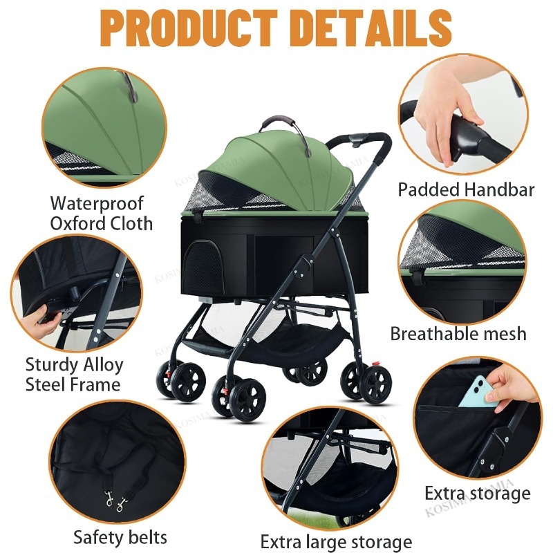 Pet Dog Stroller 3-in-1 Dog Wa - Pet Stroller Carrier recensie en prijs