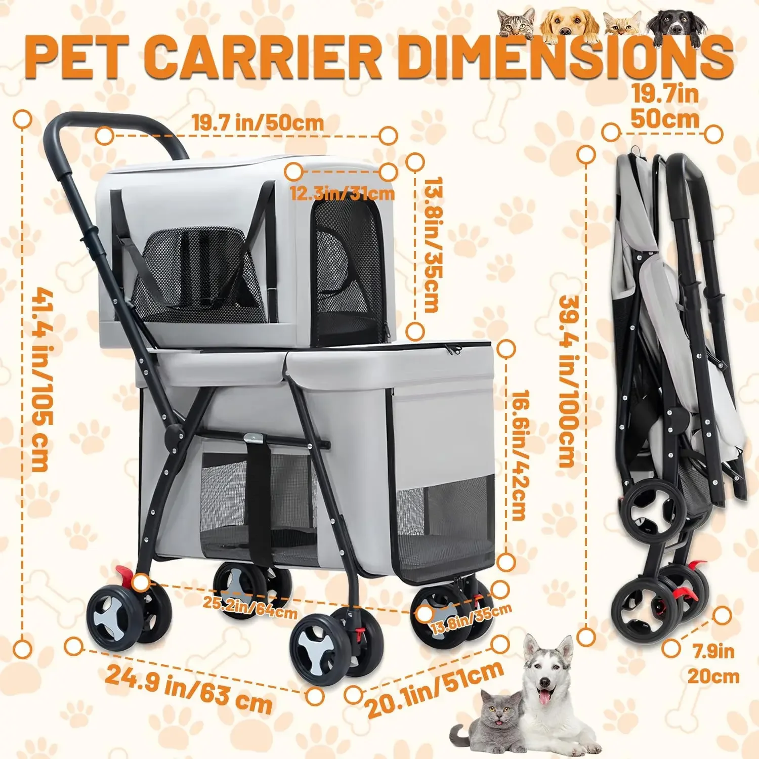 Double Pet Stroller Pet Travel - Pet Stroller Carrier recensie en prijs