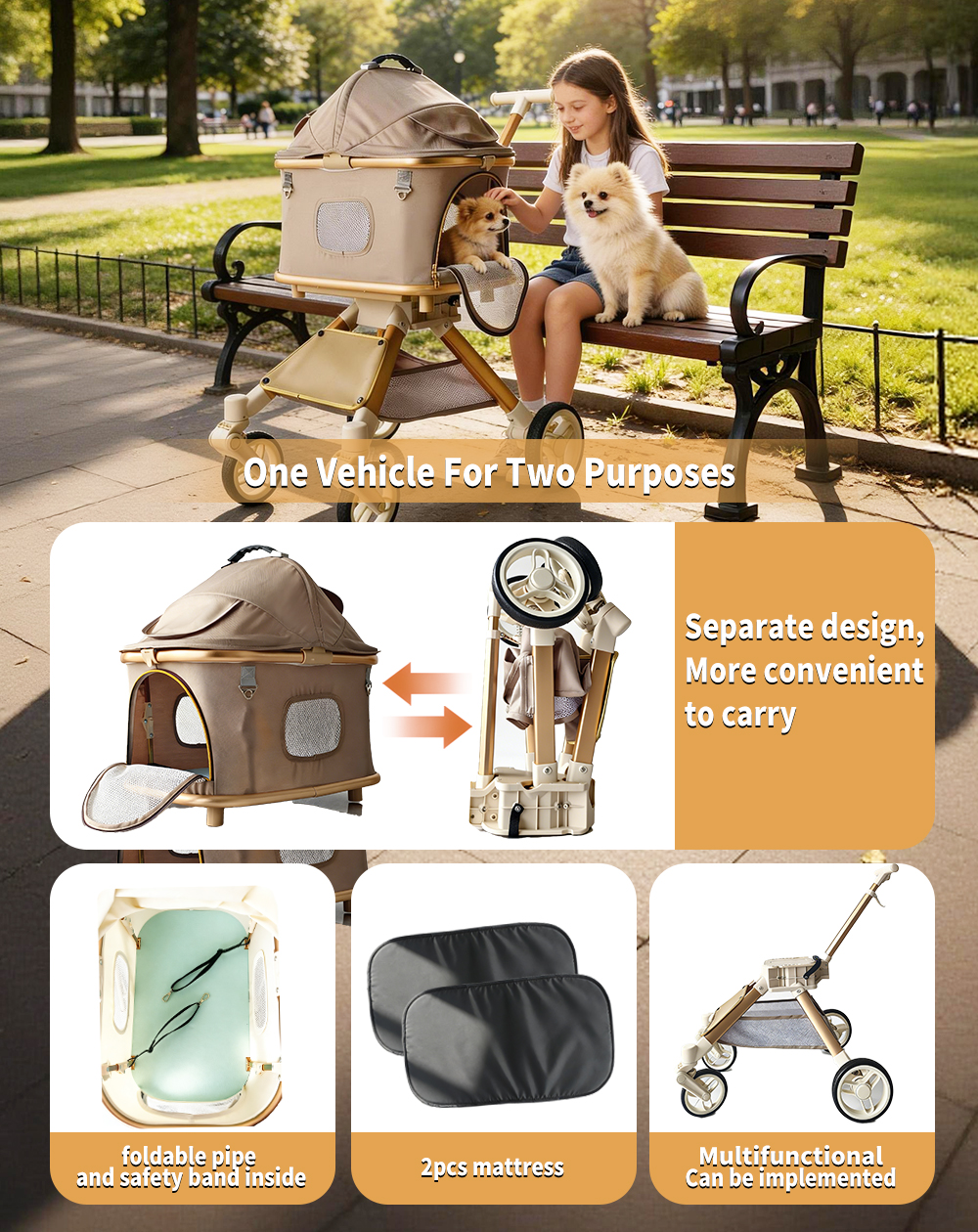 Pet Stroller 4-Wheels for Medi - Pet Stroller Carrier recensie en prijs